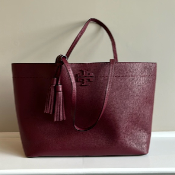 Tory Burch McGraw Tassel Tote - Burgundy - Picture 1 of 10